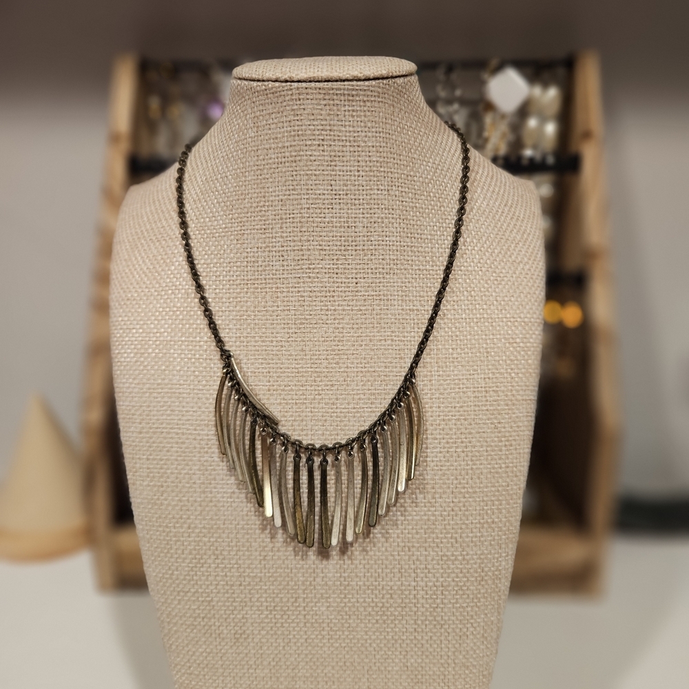 Aeropostale Gold Silver Dangle Statement Necklace Women's Jewelry Boho